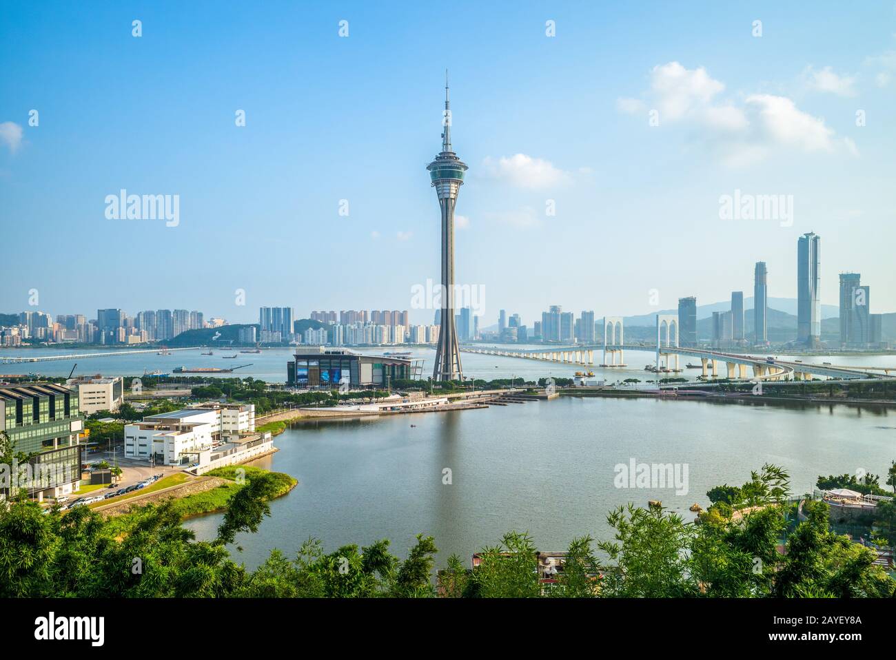 Landschaft von Macau an der West Bay Lake in China Stockfoto