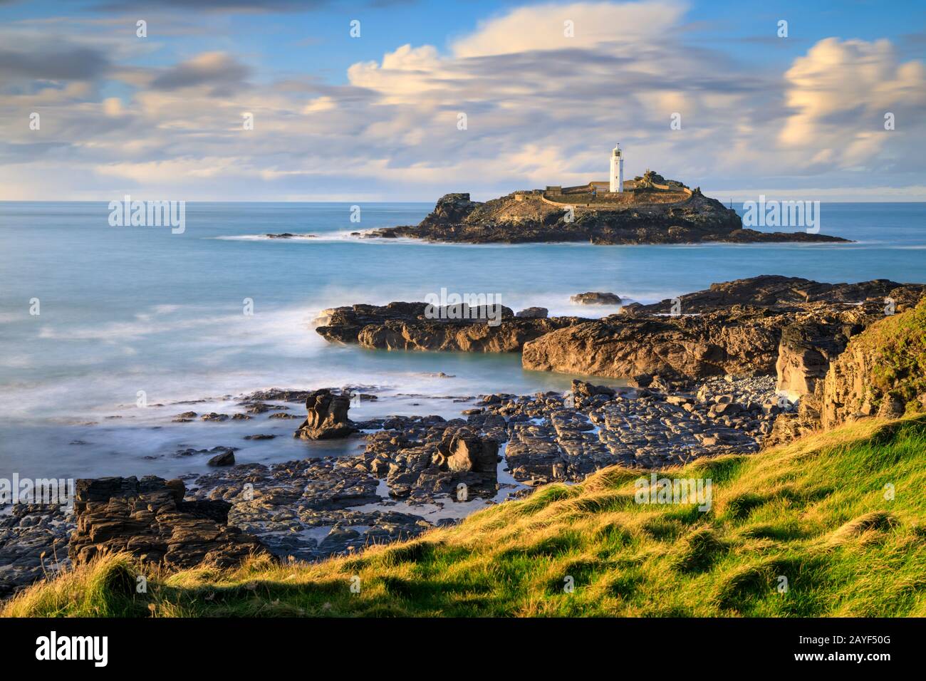 Godrevy Lighthouse in Cornwall Stockfoto