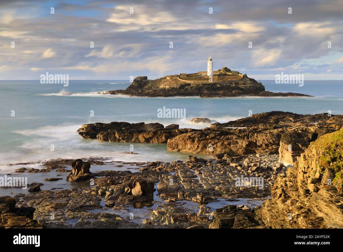 Godrevy Lighthouse in Cornwall Stockfoto