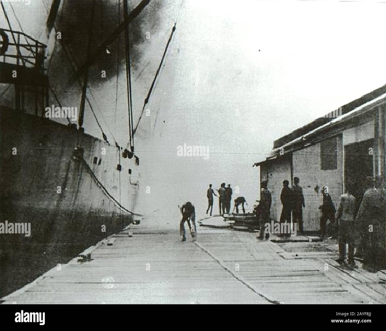 SS-Grandcamp kurz vor der größten nichtnuklearen Explosion am 16. April 1947 Stockfoto