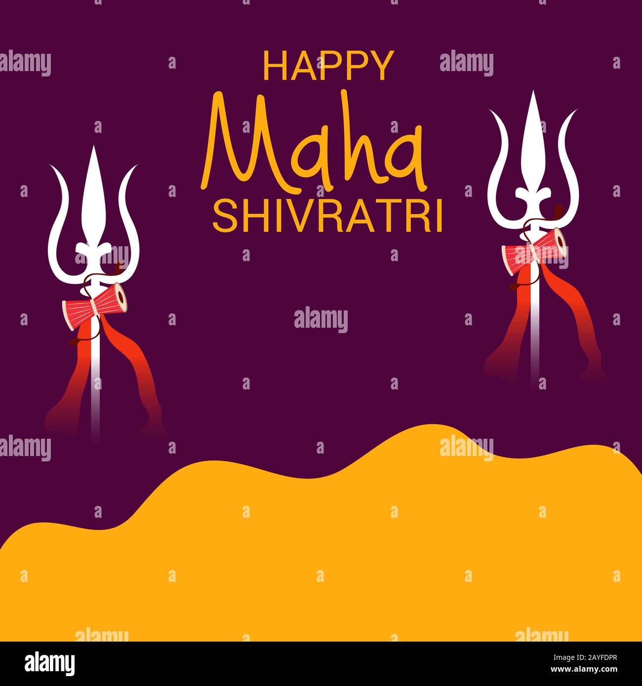 Vektordarstellung Eines Hintergrunds zum Hindu-Festival Feier Des Shiva-Lords, Glücklicher Maha Shivratri mit Hindi-Text. Stockfoto