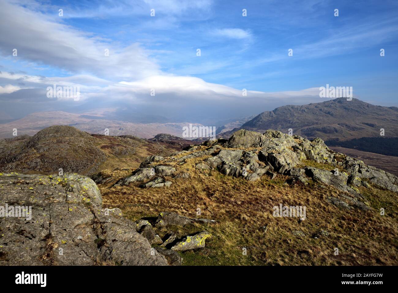 Harter Fiel stehend großen Überschuß die Ulpha Fells Stockfoto
