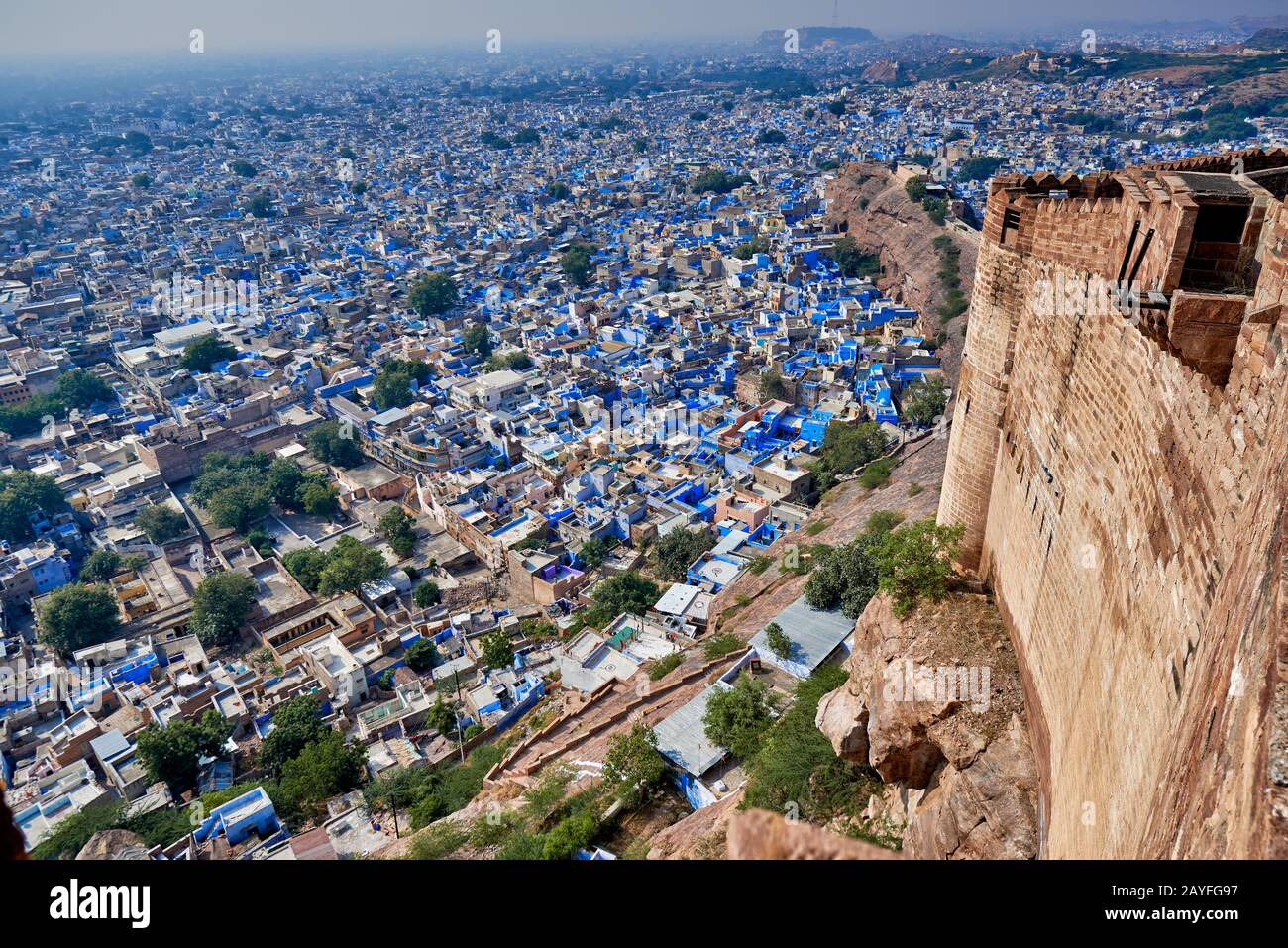 Luftaufnahme der blaue Stadt Jodhpur, Rajasthan, Indien Stockfoto