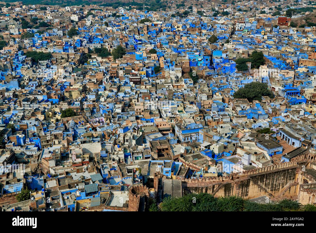 Luftaufnahme der blaue Stadt Jodhpur, Rajasthan, Indien Stockfoto