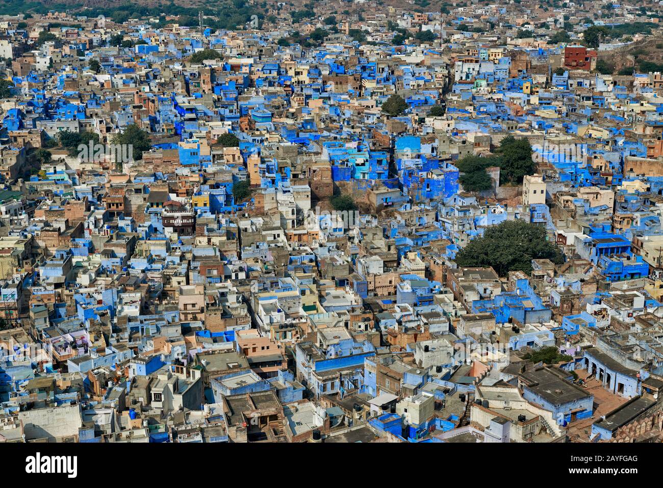 Luftaufnahme der blaue Stadt Jodhpur, Rajasthan, Indien Stockfoto