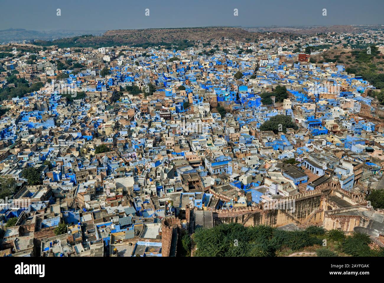 Luftaufnahme der blaue Stadt Jodhpur, Rajasthan, Indien Stockfoto