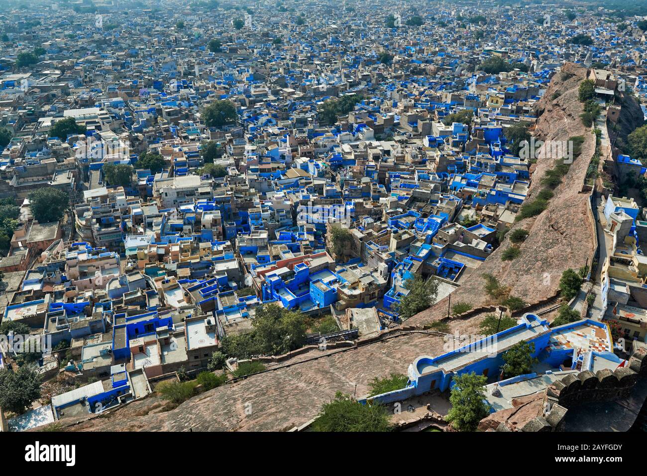 Luftaufnahme der blaue Stadt Jodhpur, Rajasthan, Indien Stockfoto