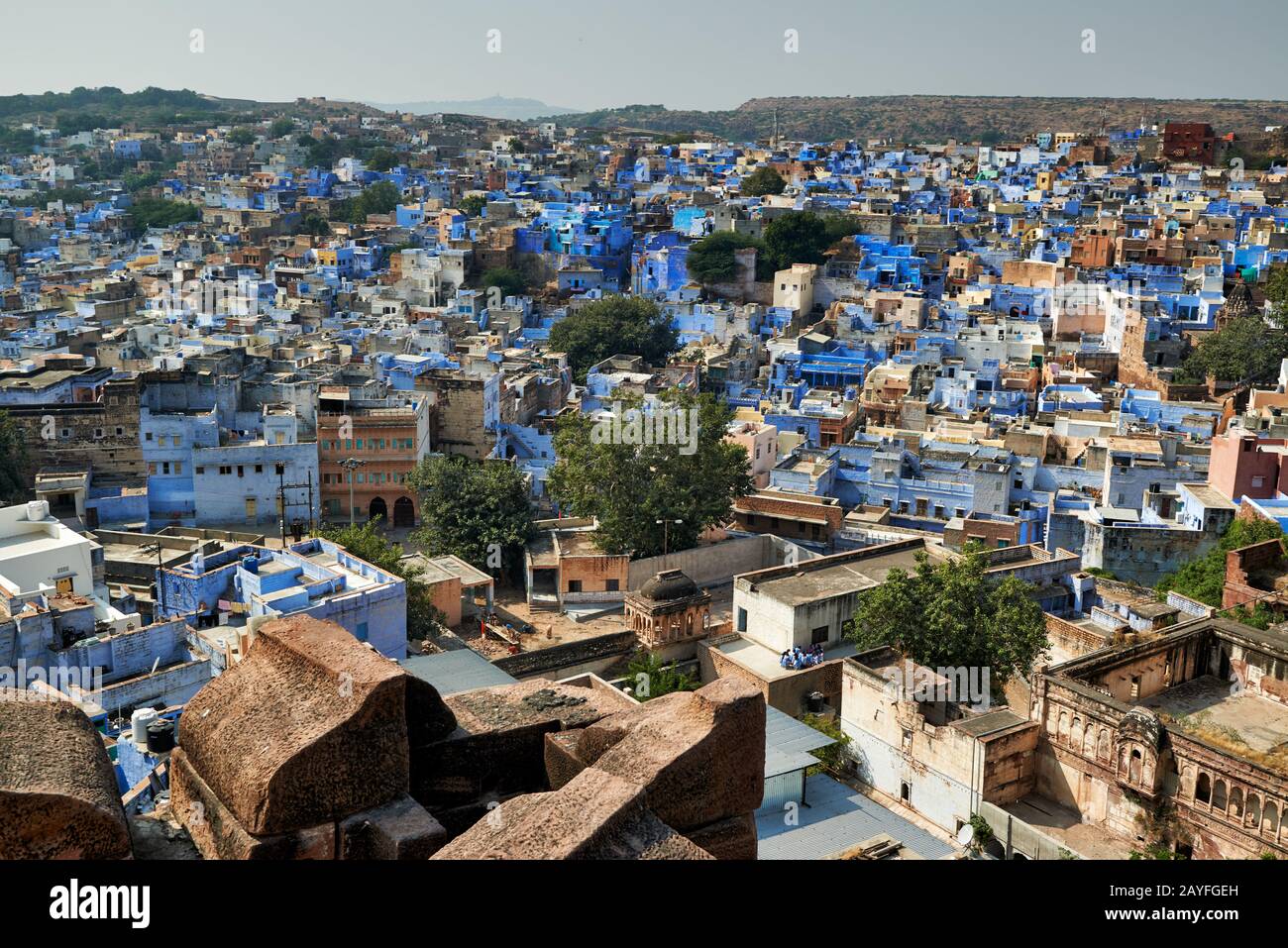 Luftaufnahme der blaue Stadt Jodhpur, Rajasthan, Indien Stockfoto