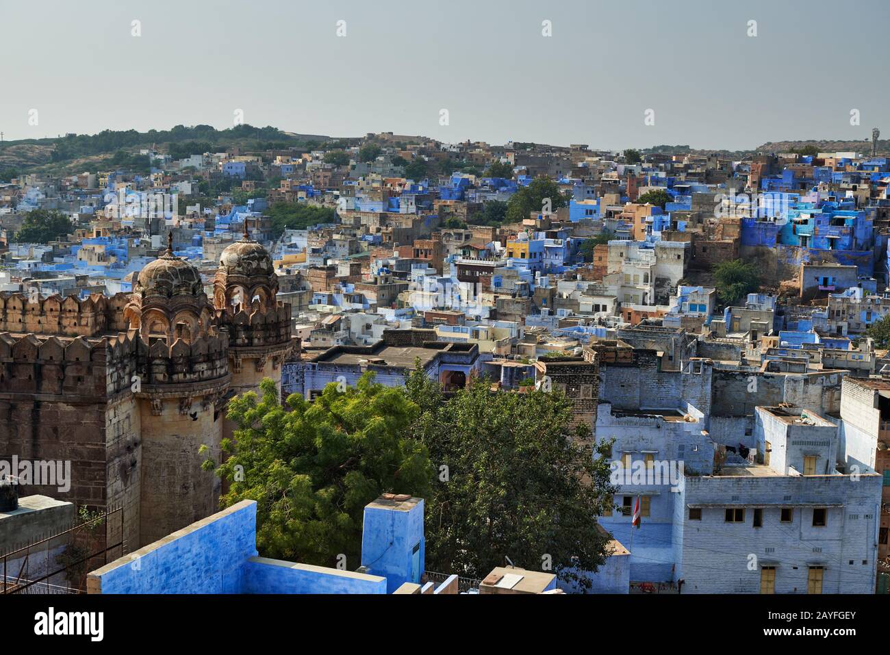 Luftaufnahme der blaue Stadt Jodhpur, Rajasthan, Indien Stockfoto