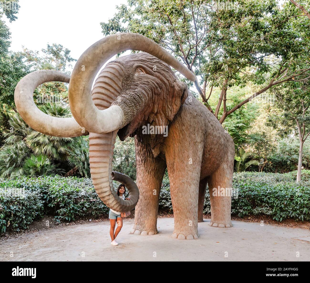 12. JULI 2018, BARCELONA, SPANIEN: Mammutstatue im Park Ciutadela Stockfoto