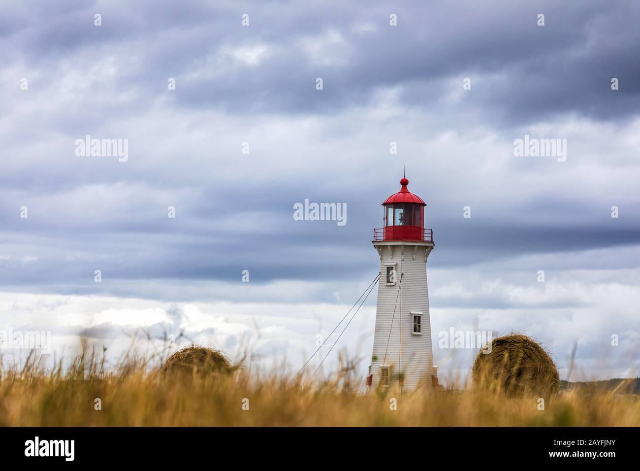 Der Anse a La Cabane, oder Millerand Leuchtturm von Havre Aubert, in Iles de la Madeleine, oder der Magdalen Islands, Kanada. Dies ist die höchste und Ältesten Stockfoto