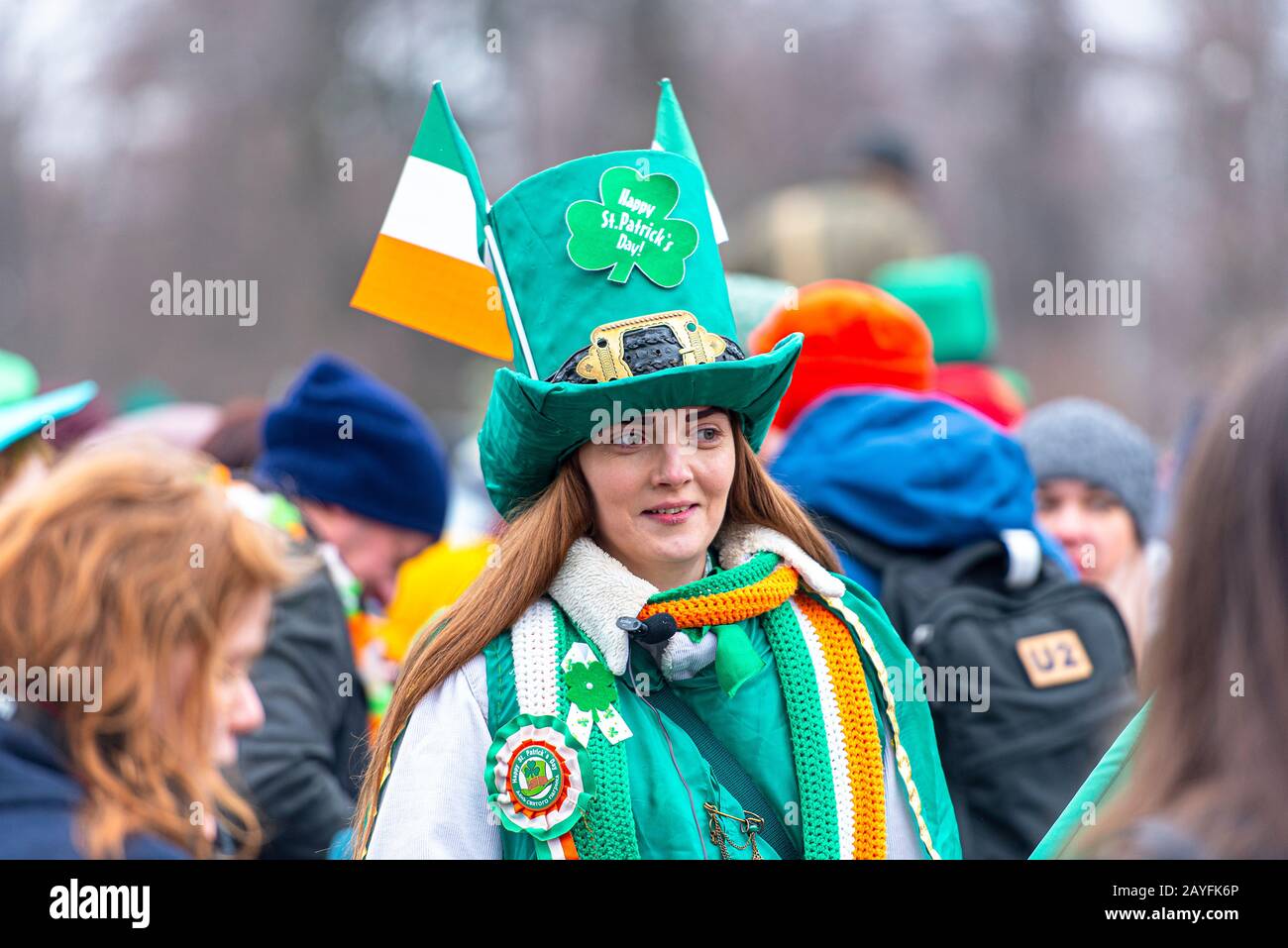 Moskau - 16. März: Menschen feiern St. Patrick's Day im Sokol'niki Park in Moskau am 16. März. 2019 in Russland Stockfoto