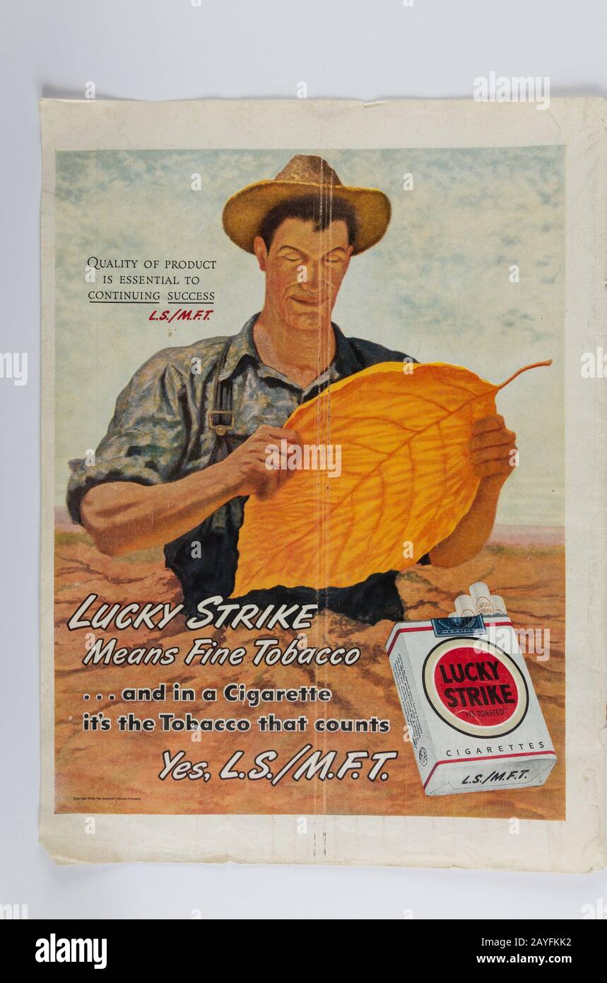 1946 Life Magazine Werbung für Lucky Strike Zigaretten, USA Stockfoto