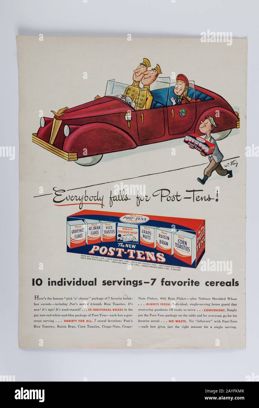 1946 Life Magazine Werbung für Post Cereals, USA Stockfoto