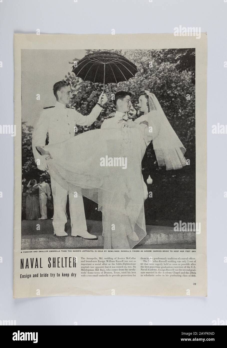 1946 Life Magazine Artikel über USNA Wedding, USA Stockfoto