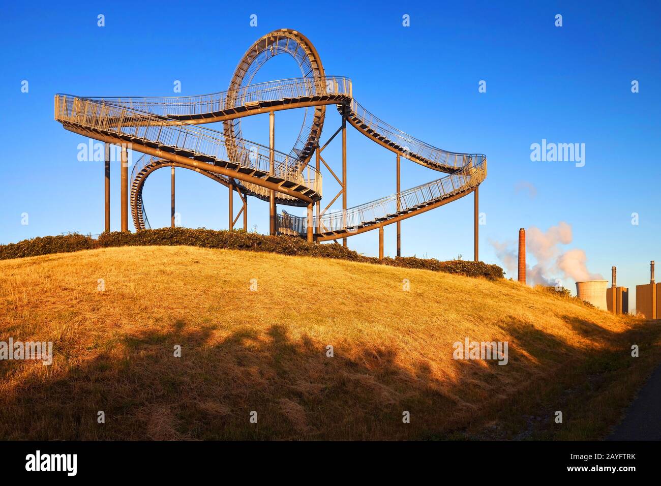 Tiger und Schildkröte - Zauberberg, Kunstinstallation und Wahrzeichen im Angerpark, Deutschland, Nordrhein-Westfalen, Ruhrgebiet, Duisburg Stockfoto