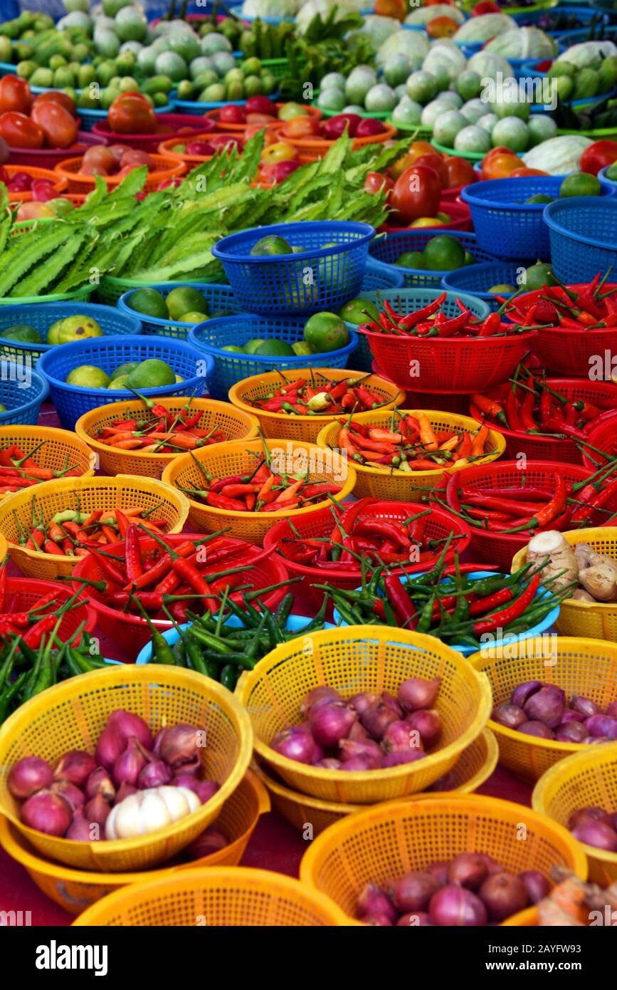 Gemüsemarkt in der Altstadt, Thailand, Phuket Stockfoto