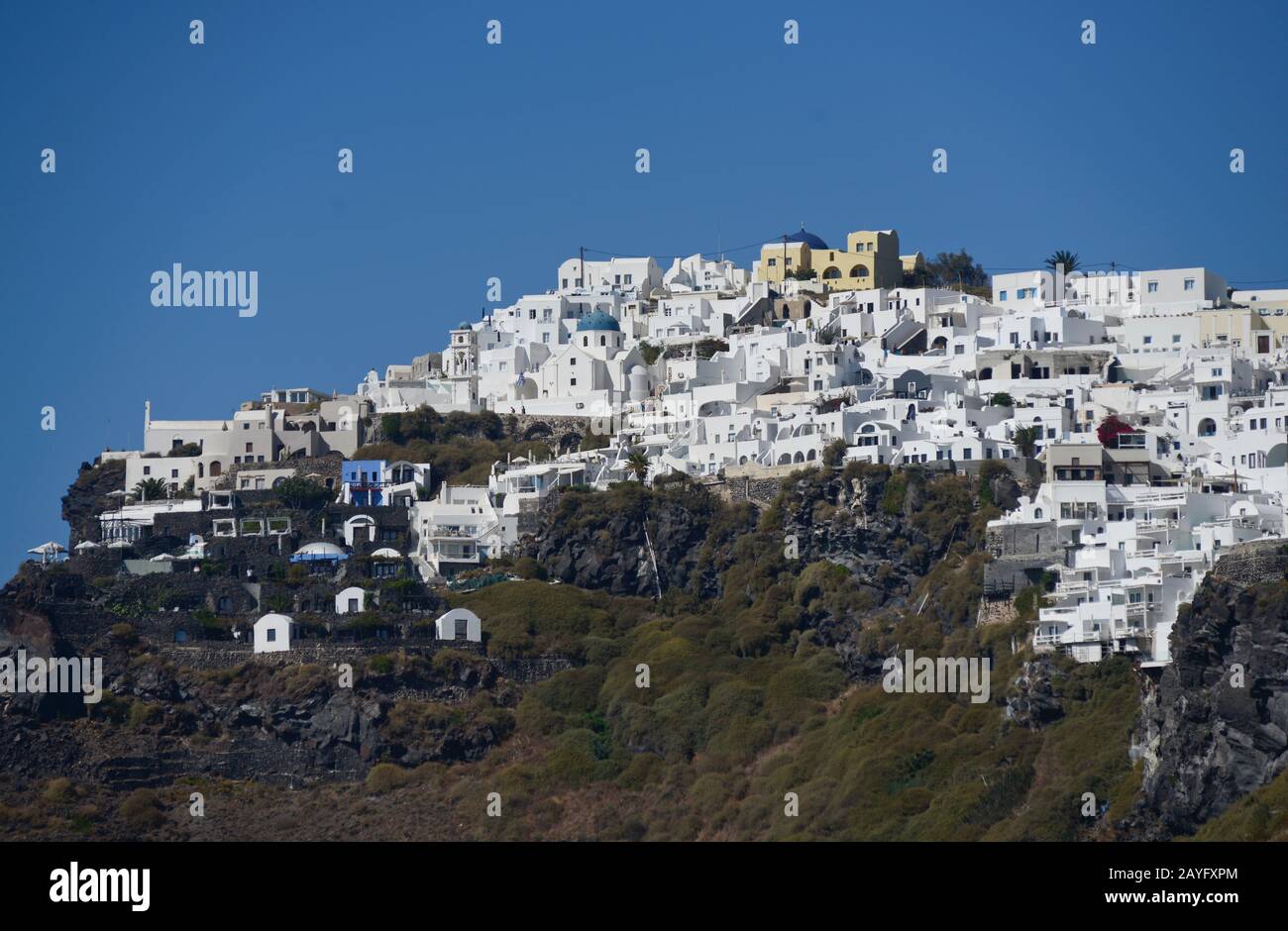 Weiß getünchten Häuser in Fira, Stantorini. Griechenland Stockfoto