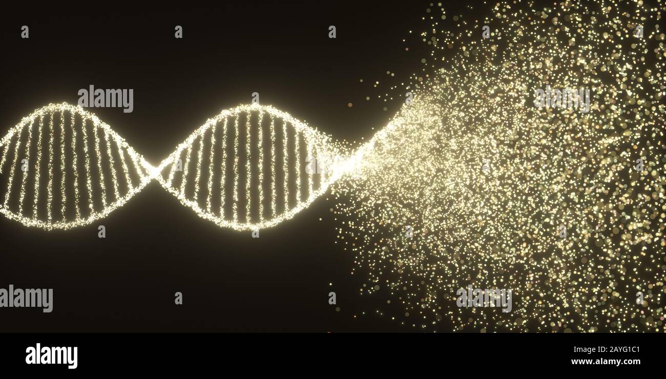 Bunte DNA-Molekül. Struktur des genetischen Codes. Syndrom und genetische Störung, 3D-Darstellung der Wissenschaft Konzept. Stockfoto