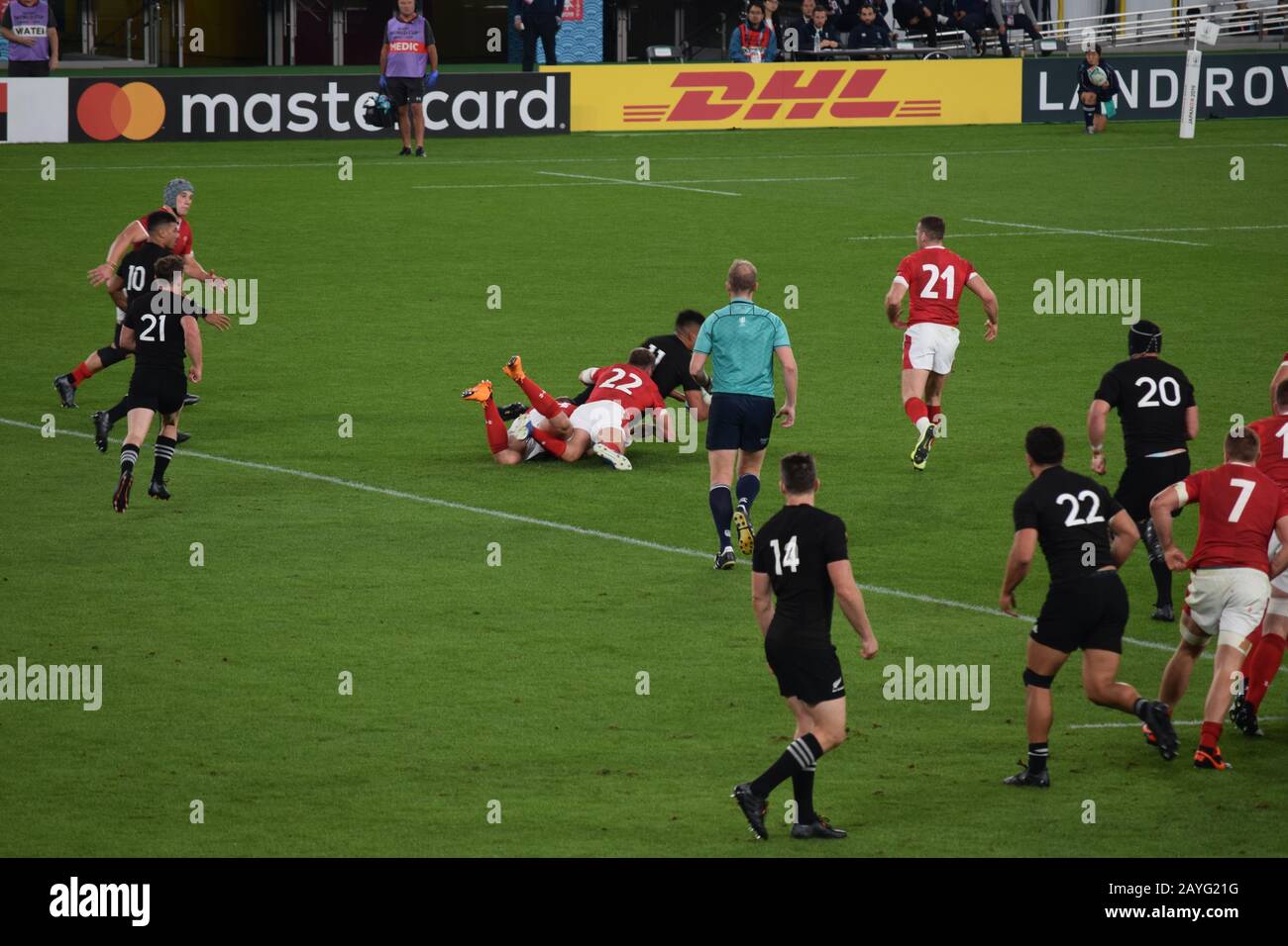 Rugby-Weltmeisterschaft 2019, Finale Bronze. Wales gegen Neuseeland Stockfoto