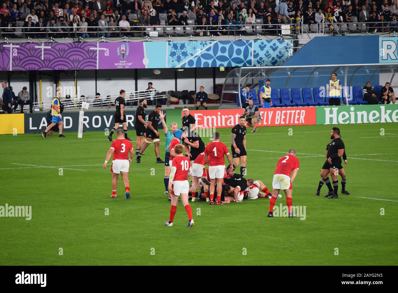 Rugby-Weltmeisterschaft 2019, Finale Bronze. Wales gegen Neuseeland Stockfoto