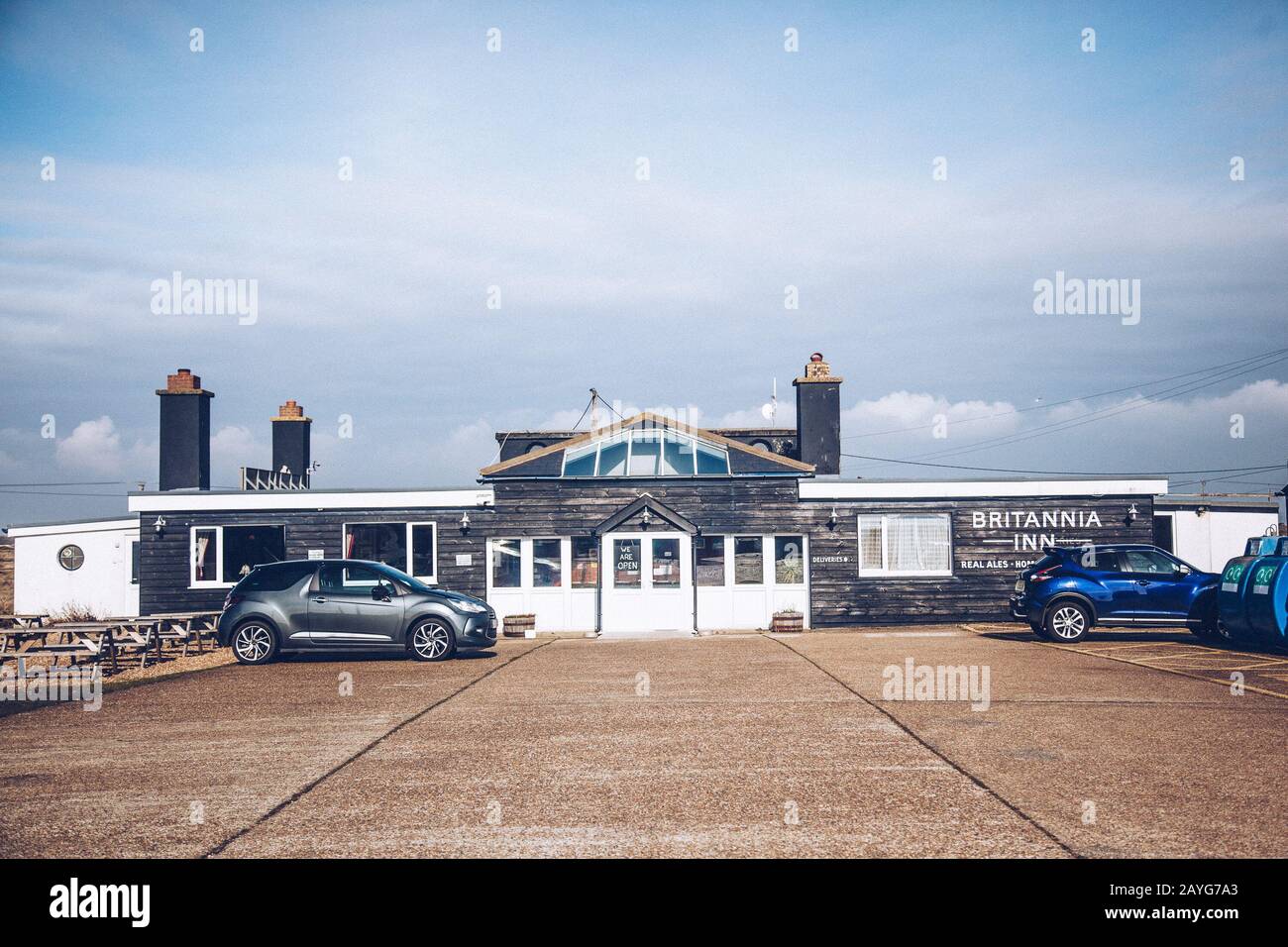 Das Britannia Inn, Dungeness, Kent, Großbritannien Stockfoto