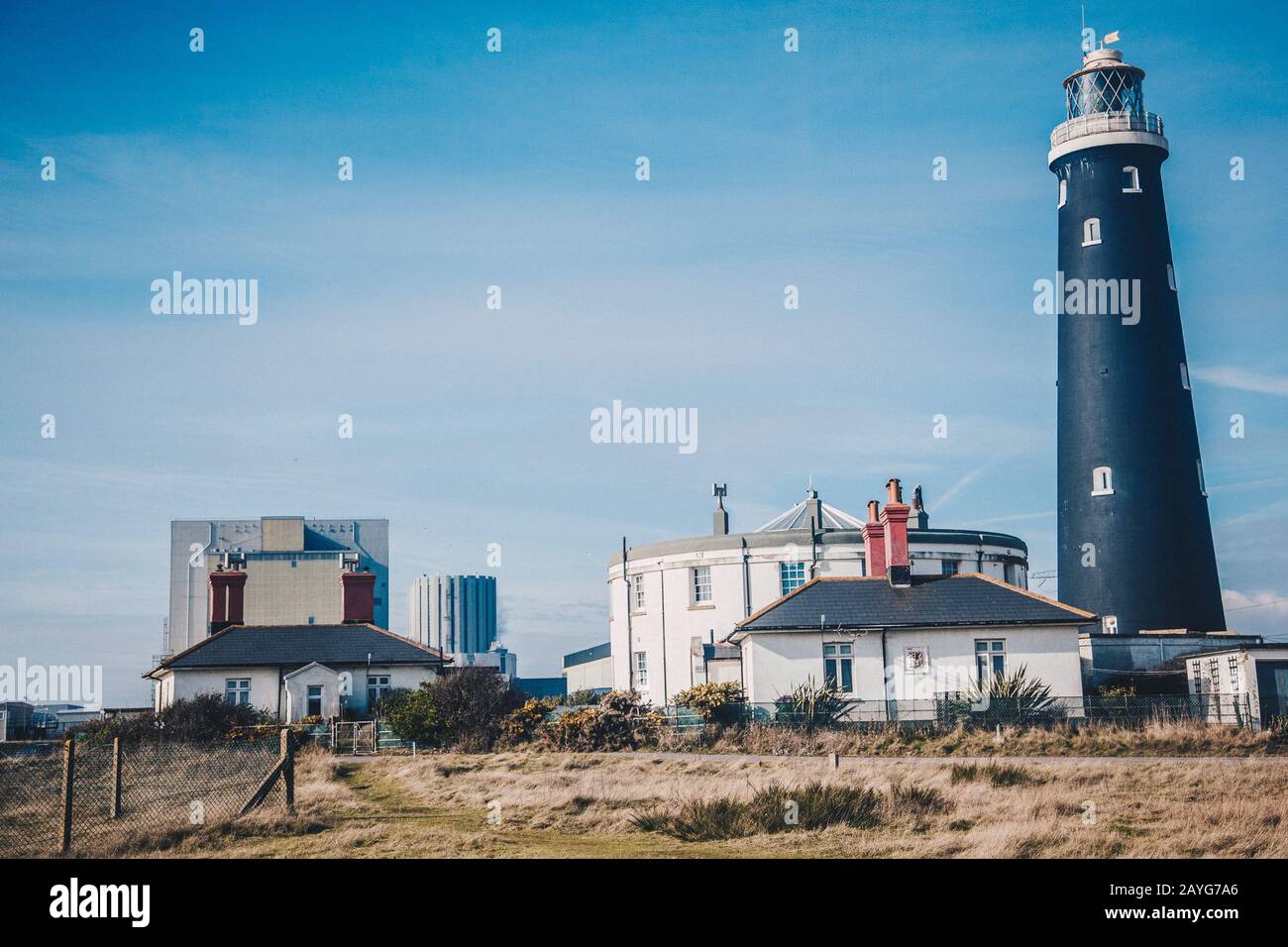 Alter Leuchtturm Dungeness Stockfoto