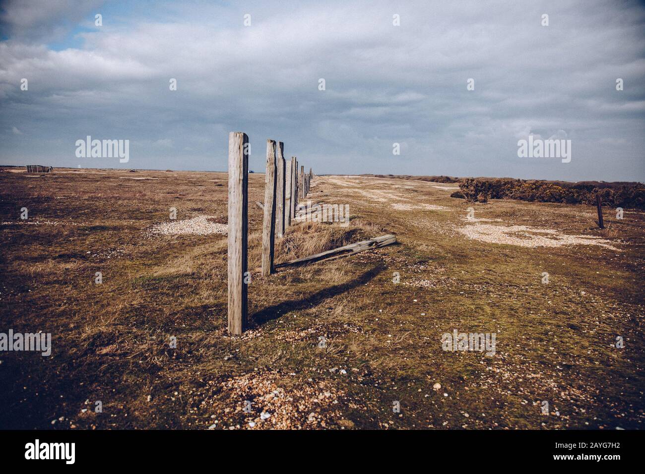 Küstenwanderung, Dungeness, Kent Stockfoto