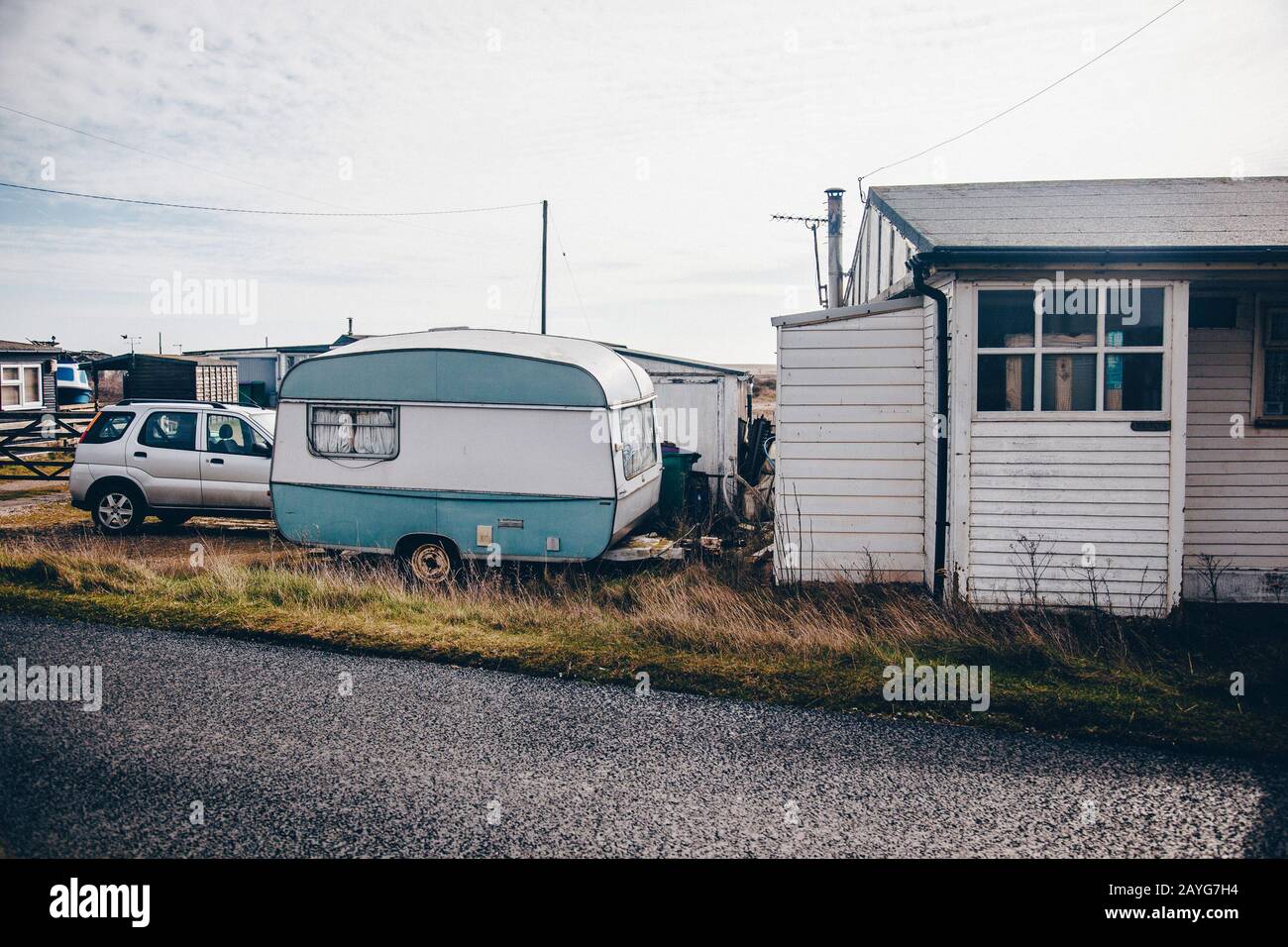 Häuser in Dungeness, Kent, UK Stockfoto
