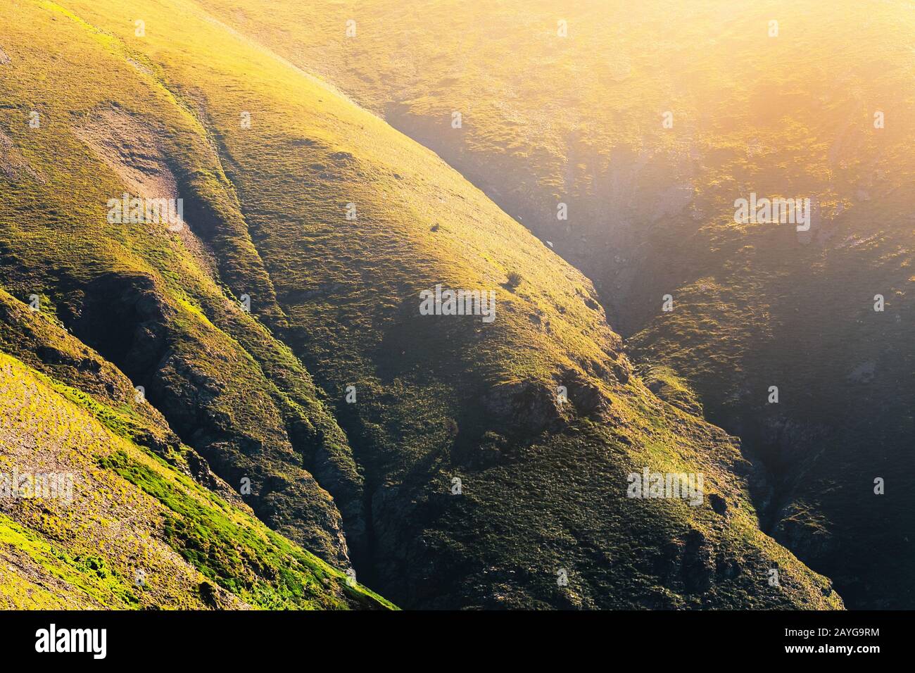 Zoom enger Winkel Blick auf den Berghang in den Pyrenäen Stockfoto