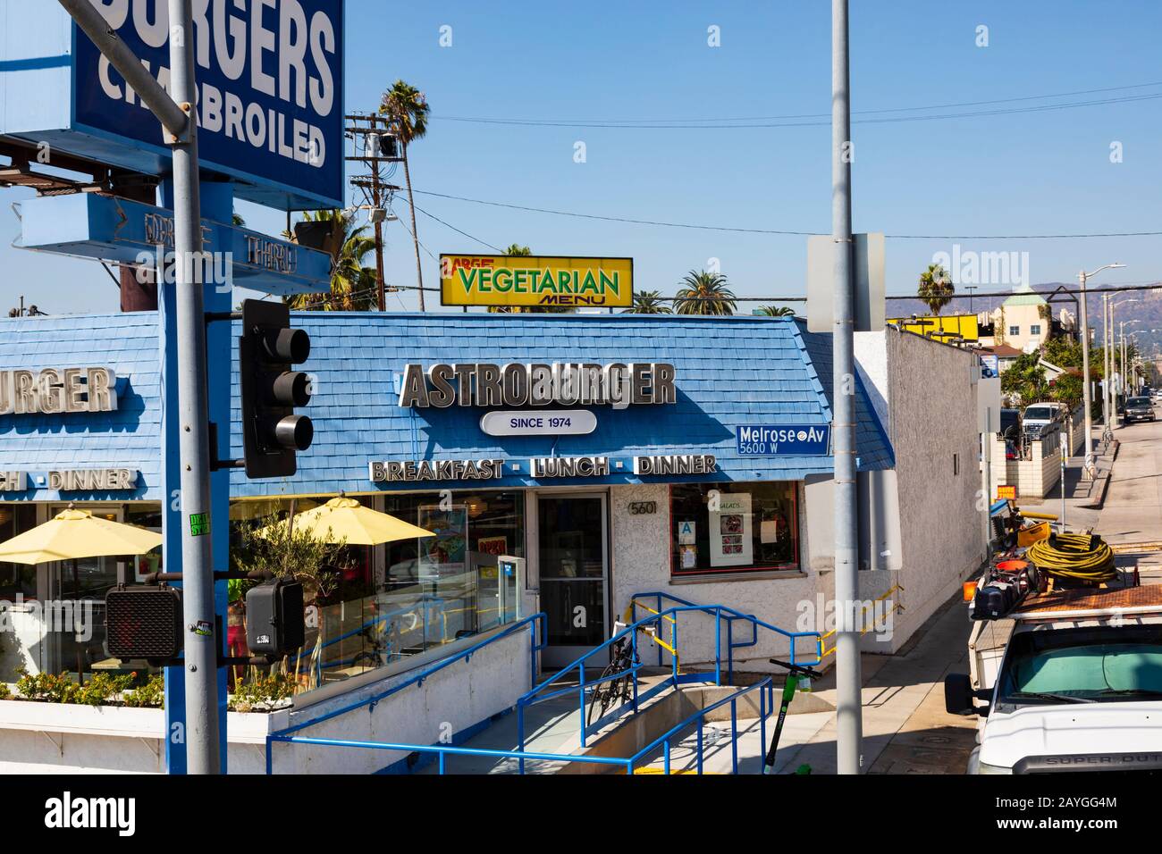 Astroburgers Restaurant, Melrose Avenue, Hollywood, Los Angeles, Kalifornien, USA Stockfoto