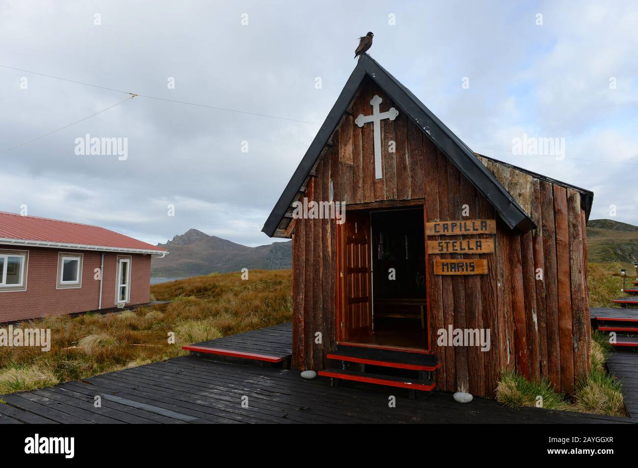 Die Kapelle von Stella-Maris am Kap Hoorn ist die südlichste Landzunge des Archipels Feuerland im Süden Chiles. Stockfoto