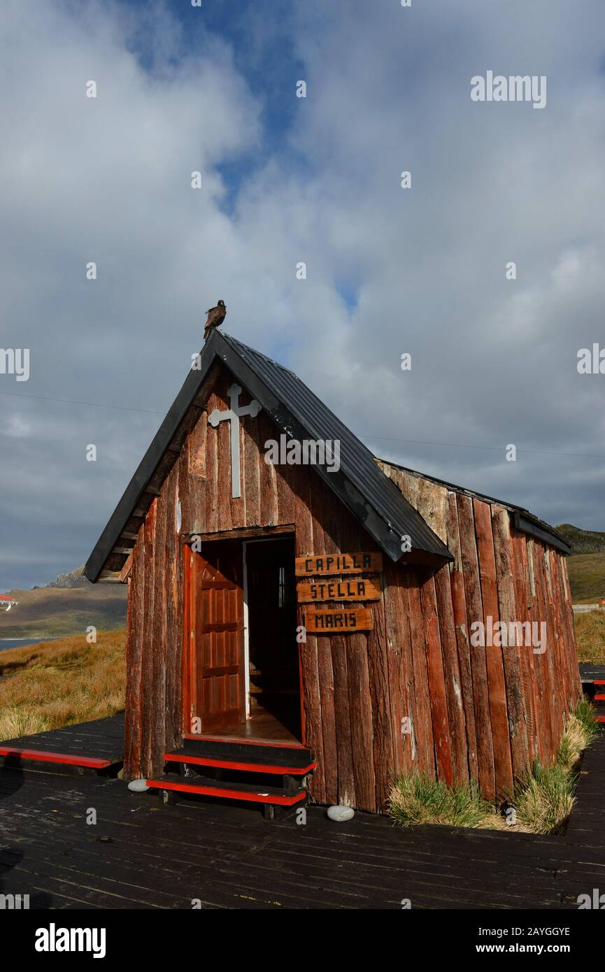 Die Kapelle von Stella-Maris am Kap Hoorn ist die südlichste Landzunge des Archipels Feuerland im Süden Chiles. Stockfoto