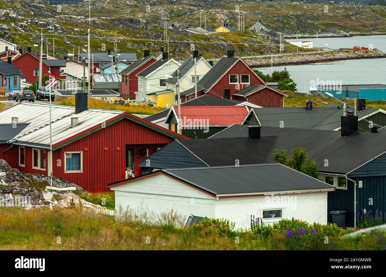 Gjesvaer Dorf, das dem Nordkaper am nächsten liegt Stockfoto