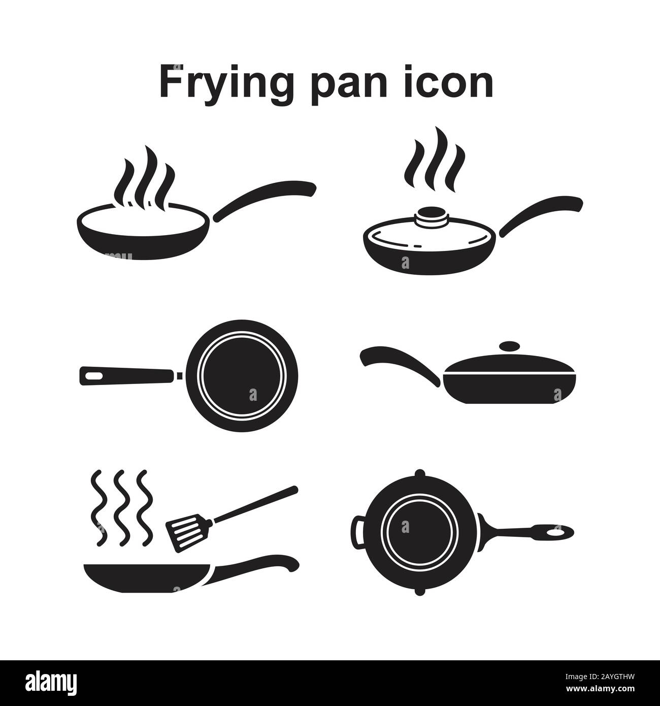 Vektorgrafiken für Bratpfanne für Grafik- und Webdesign. Stockfoto