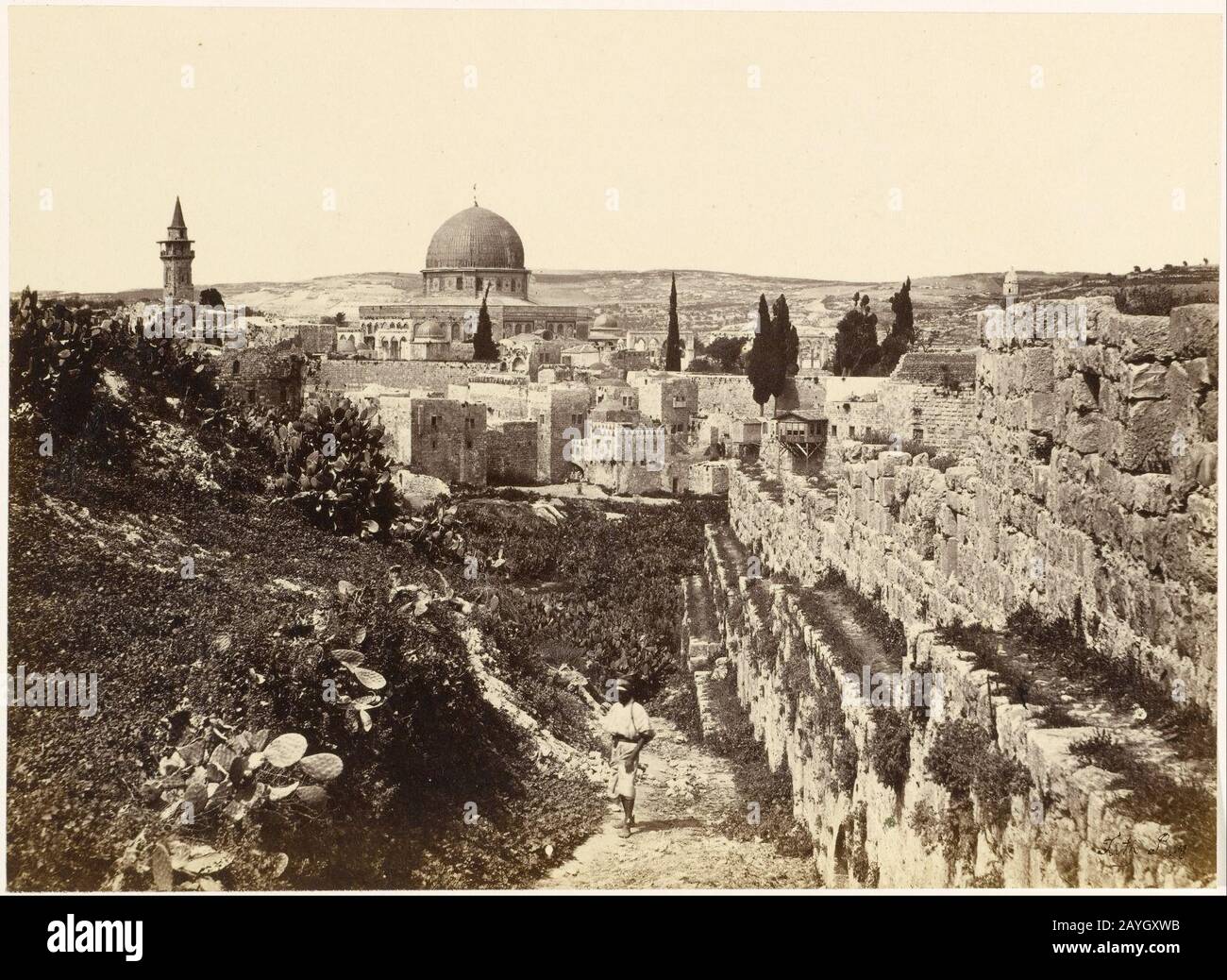 Francis Frith (Englisch - Die Stätte des Tempels Jerusalem vom Berg Zion Stockfoto