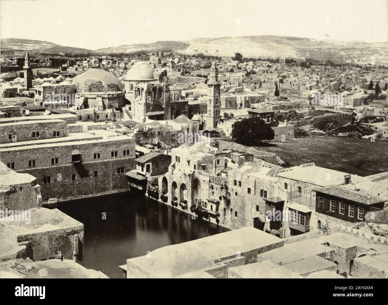 Francis Frith. Der Pool von Hiskia, Jerusalem. 1860-er Jahre. Stockfoto