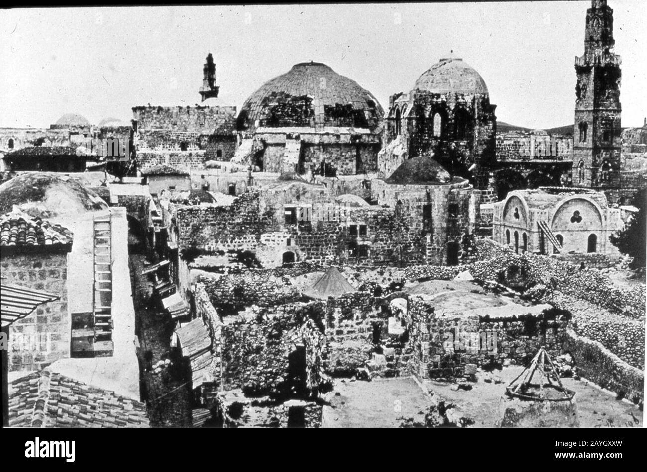 Grabeskirche Jerusalem von Franziskus Frith 1858. Stockfoto