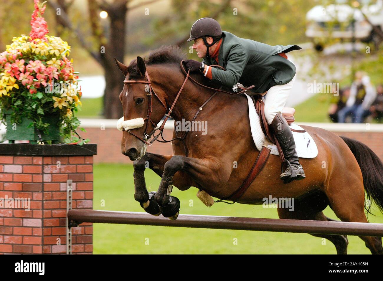 CSIO The Masters Spruce Meadows 2005, Molson Cup, Jeff Campf, USA, Reitjet Set Stockfoto