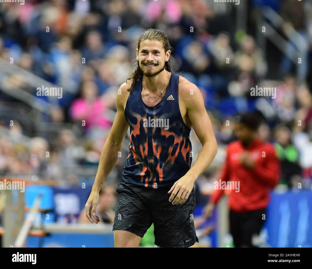 Berlin, Deutschland. Februar 2020. Leichtathletik: ISTAF Indoor Männer Stabhochsprung in der Mercedes-Benz Arena. Rutger Koppelaar aus den Niederlanden. Credit: Soeren Stache / dpa-Zentralbild / dpa / Alamy Live News Stockfoto