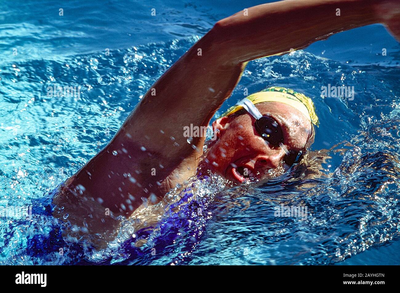 Amy Van Dyken (USA) konkurriert beim Einladungs Santa Clara 2000 Stockfoto