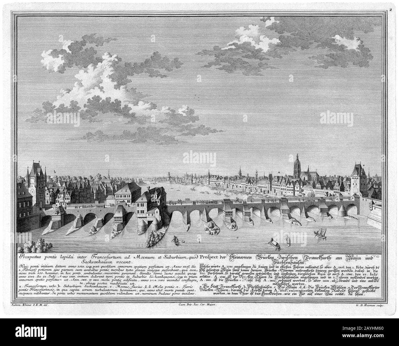 Frankfurt Am Main-Salomon-kleiner-DFFFM-002-Perspektive der Steinernen Bröckeln zwischen Francfurth am Mayn und Sachsenhausen. Stockfoto