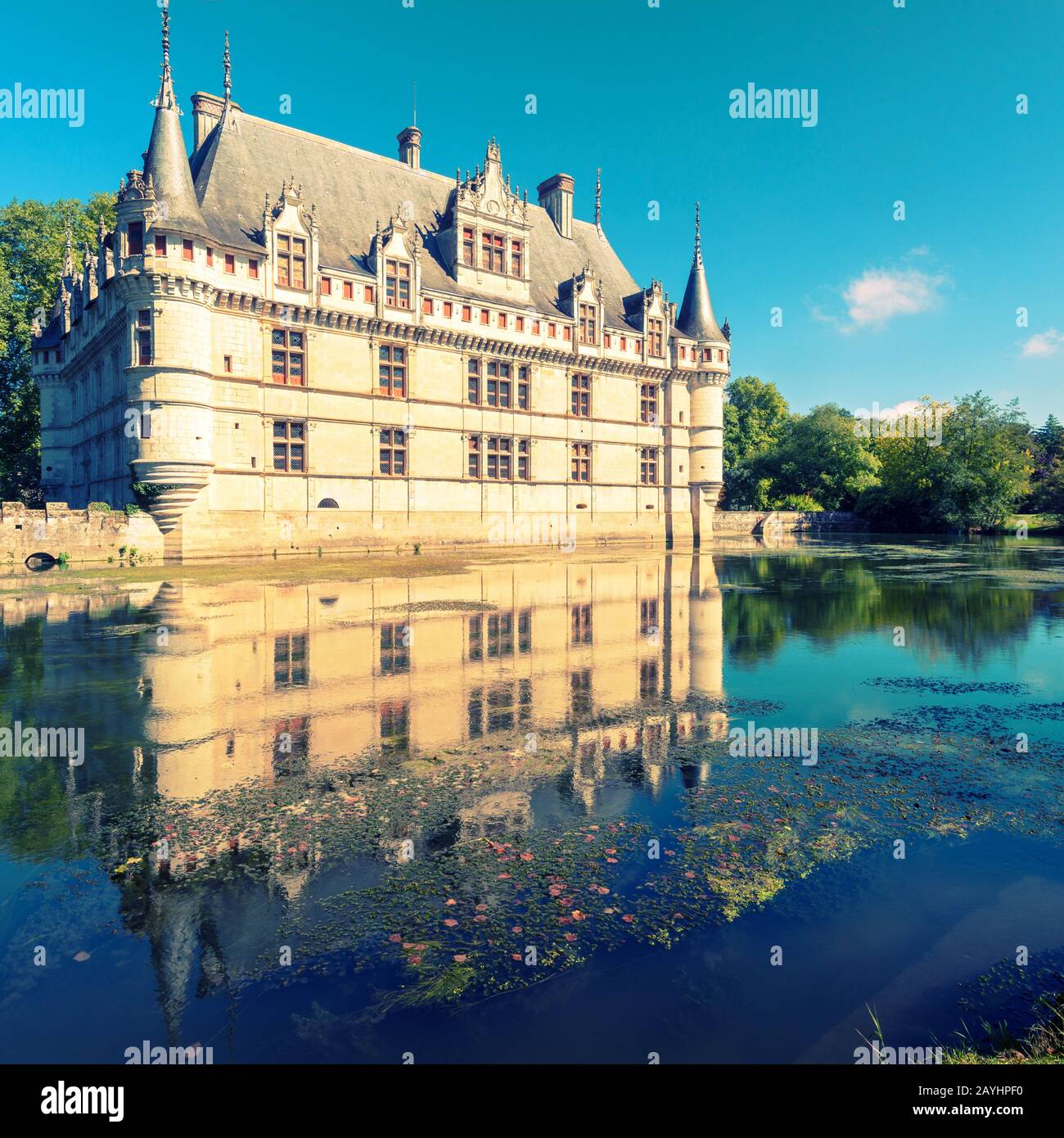 Das Schloss von Azay-le-Rideau, Frankreich. Dieses Schloss befindet sich im Loire-Tal und wurde von 1515 bis 1527 erbaut, eine der ältesten französischen Renaissance Stockfoto