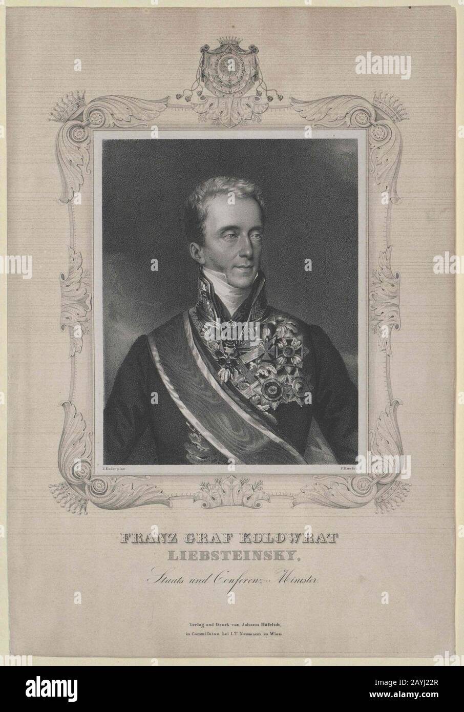 Franz Anton von Kolowrat-Liebsteinsky (790-1861) Gravur. Stockfoto