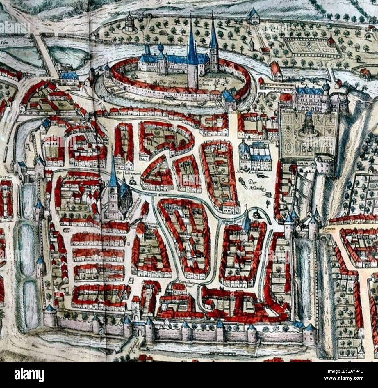 Franz Hogenberg, ‥9Wolfscher Plan', Köln 1581, Ausschnitt. Stockfoto