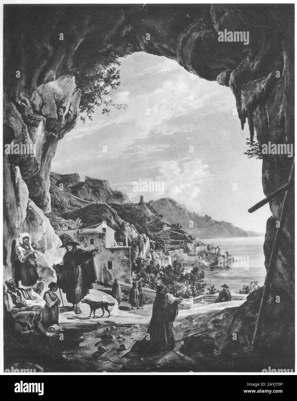 Franz Ludwig Catel Grotte bei Amalfi. Stockfoto