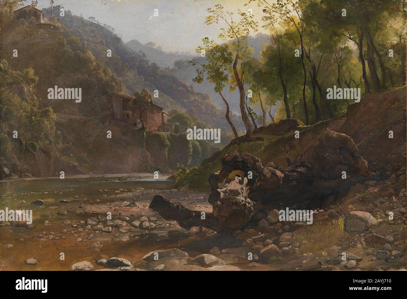Franz Ludwig Catel - Blick auf einen Bewaldeten Fluss Stockfoto
