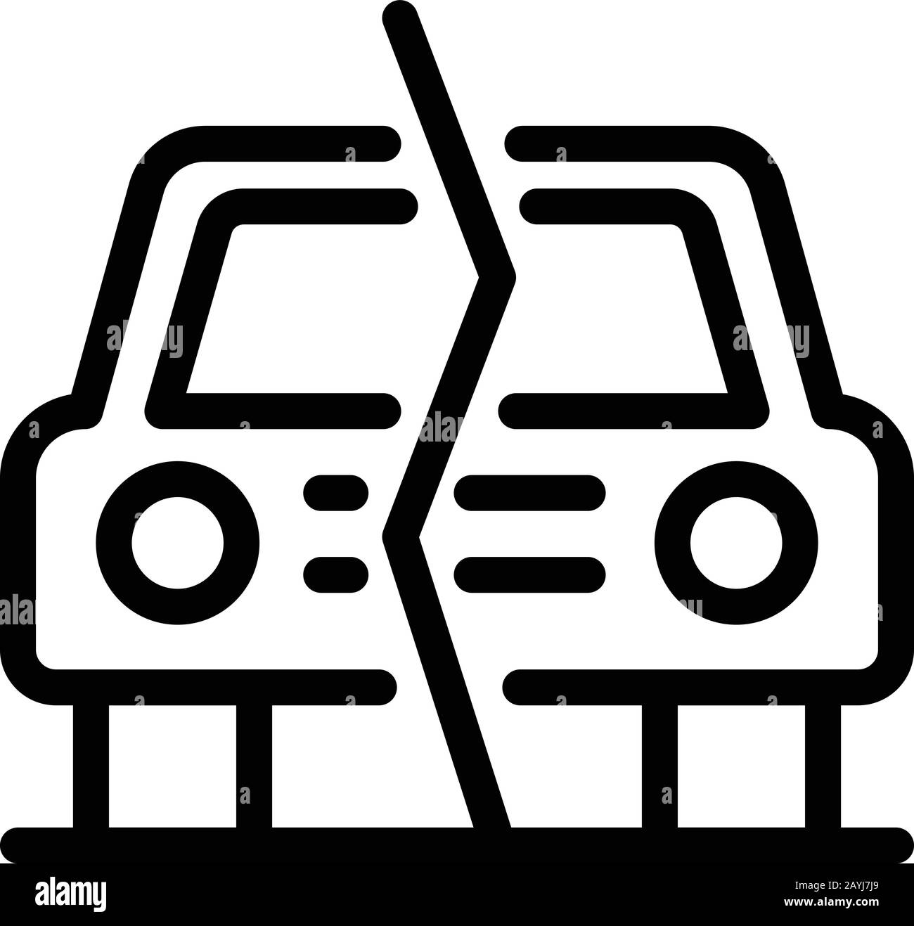 Scheidungs-Auto-Symbol. Outline Divorce separates Auto-Vektor-Symbol für Web-Design isoliert auf weißem Hintergrund Stock Vektor