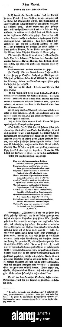 Franz Otto Stichert, Beschreibung des Luther-Epitaphs in Jena. Stockfoto