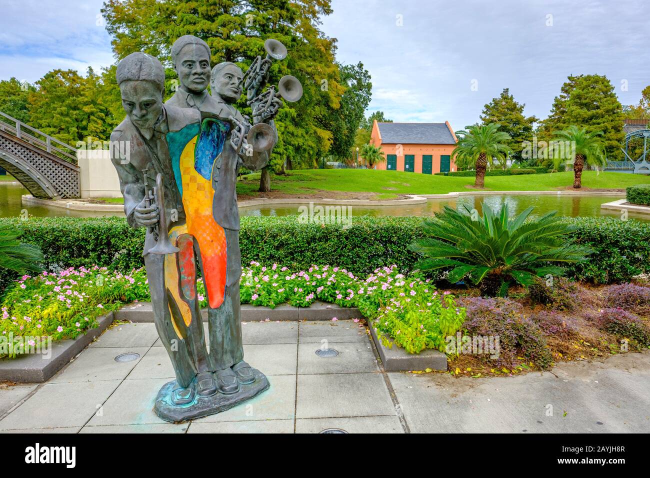 Louis Armstrong Park New Orleans, Charles Buddy Bolden Sculpture von Kimberly Dummons, treme Neighborhood, New Orleans, Louisiana, USA Stockfoto